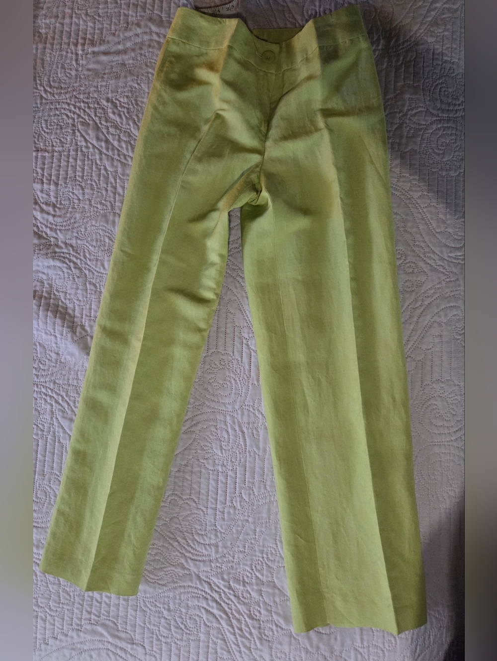 Linen Blend Tailored Blazer & Wide-Leg Pant Set - Lime Green 6P - Picture 4 of 12